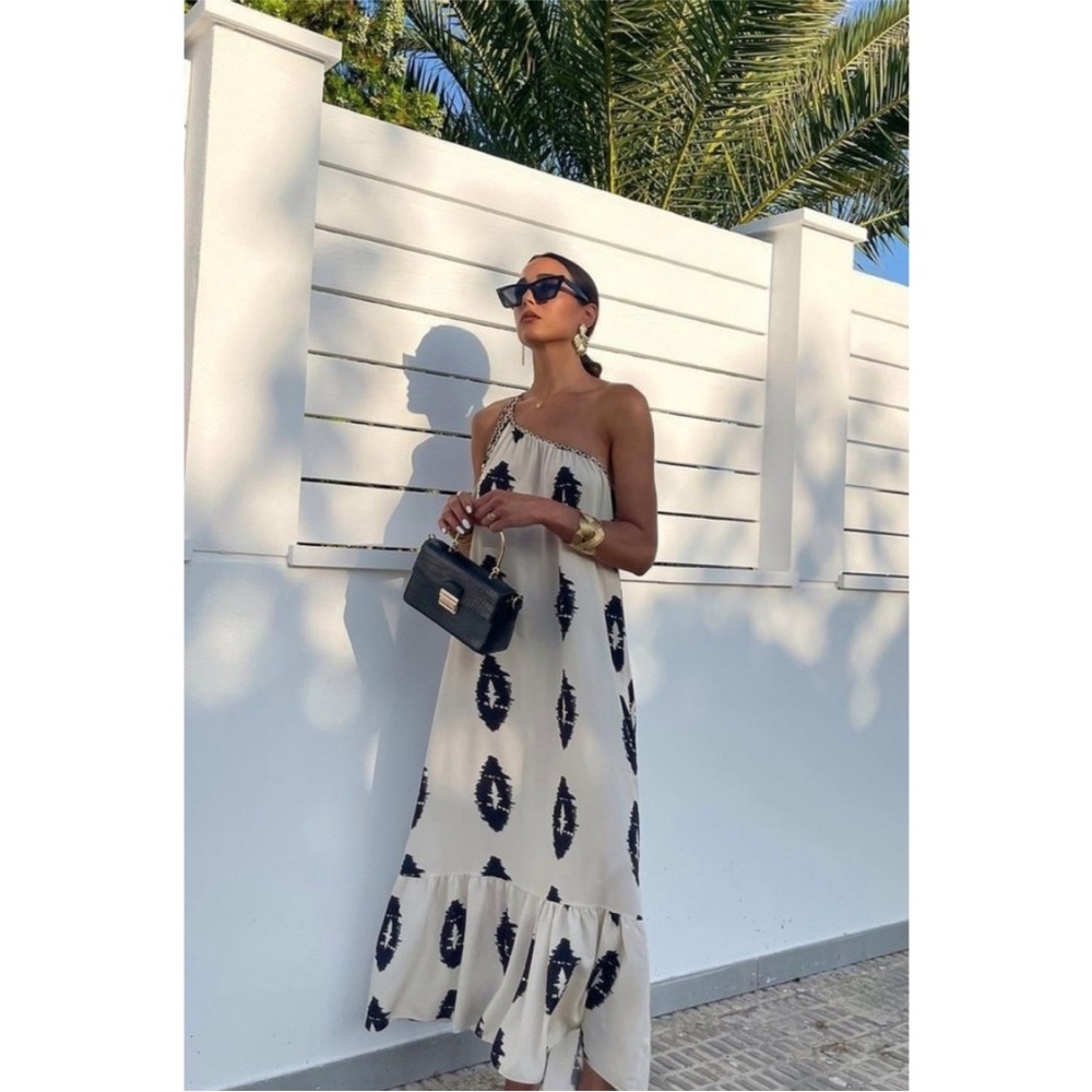 Zara cotton one shoulder maxi dress - Picture 5 of 9